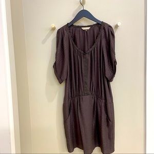 Rebecca Taylor Long Sleeve Voile Shirt Dress in Aubergine Snake Print